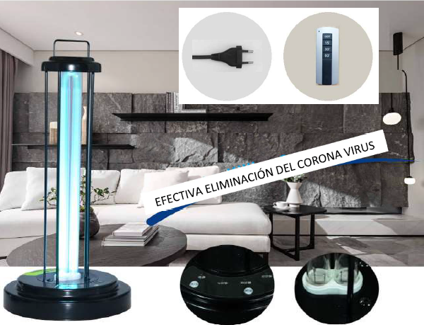 LAMPARA ANTI CORANAVIRUS UVA 36W NEGRO C/MANDO TEMPORIZADOR