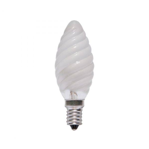 Bombilla Vela Rizada E-14 Opal Blanca