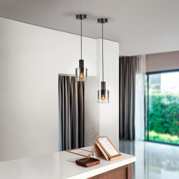 Colgante Negro Metal y Cristal Fume