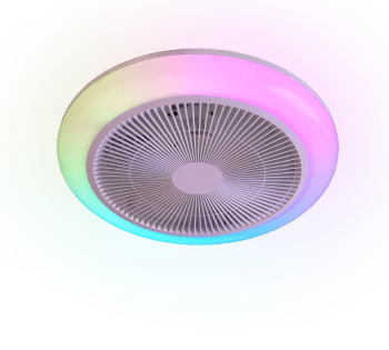 VENTILADOR LED TIPO PLAFON  BLANCO LUZ RGB CON MANDO
