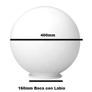 Bola Farola Policarbonato Blanca de 400mm Boca 160MM