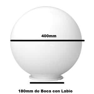 Bola Farola Policarbonato Blanca de 400mm Boca 180MM